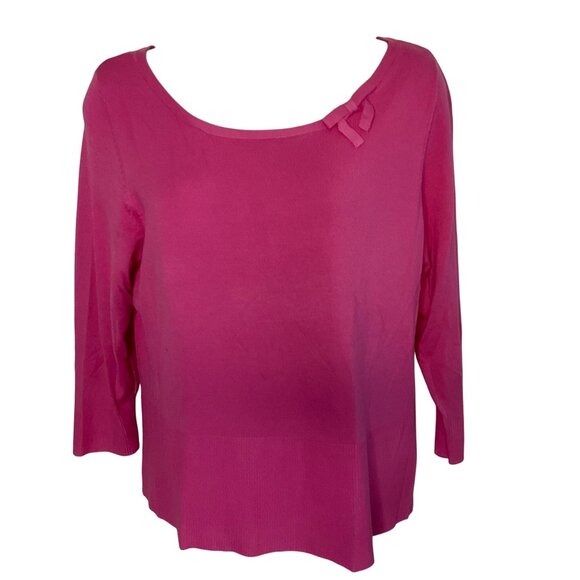 Worthington Womens  Pink Rayon/Nylon Top With Bow Detail Large preppy feminine - Picture 1 of 9